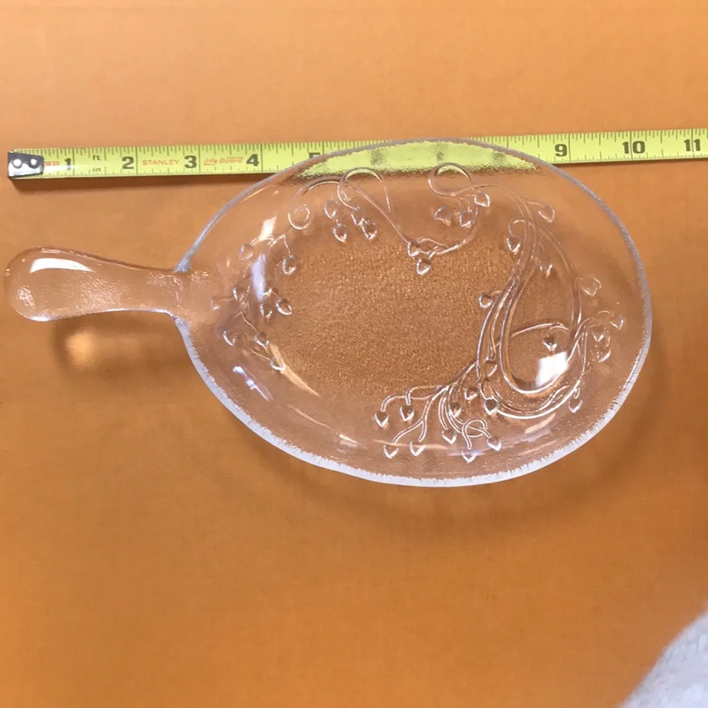 Vintage‎ Frosted Glass Serving Dish with Handle